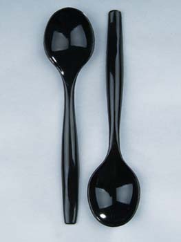 black soup spoons